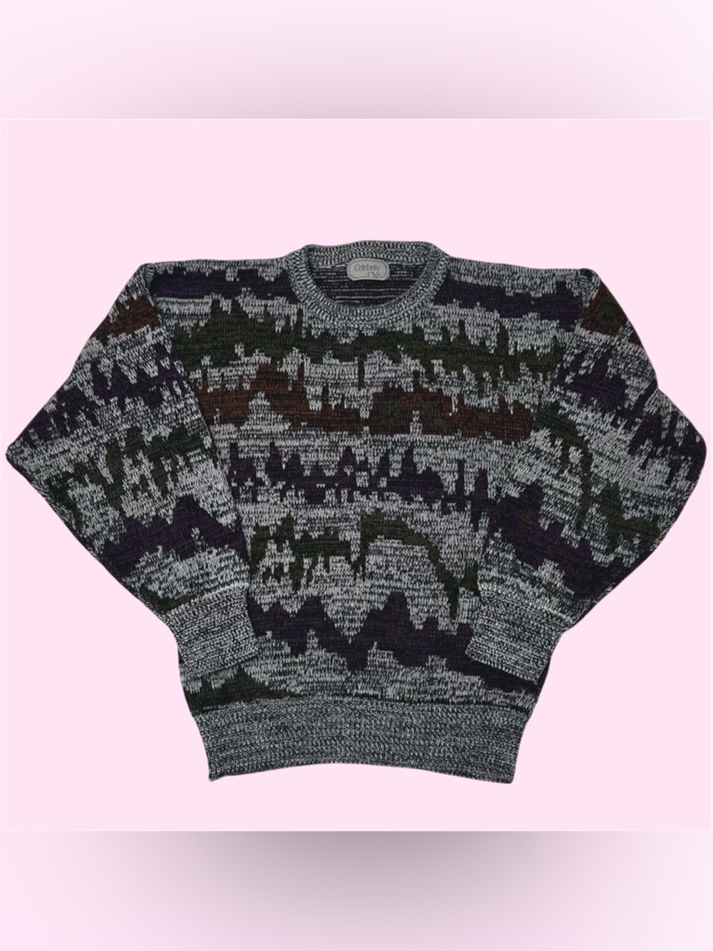 Vintage 80s 90s Celebrity Club Abstract Geometric Knit Grandpa Sweater Small